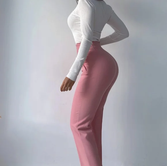 ZARA Women HIGH WAIST PANTS CORAL PINK MARSALA S - Picture 6 of 12